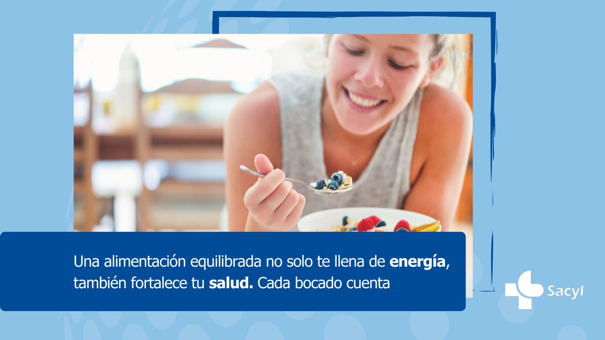 Salud_JCYL's tweet photo. 💡 Comer de todo y con equilibrio no solo te da energía, también cuida tu salud y te hace sentir mejor 🥗
Desde más defensas 🛡️ hasta una piel más radiante, tu cuerpo lo nota
¿Qué alimento saludable no falta nunca en tu día a día? 🍎
#sacyl #alimentaciónsaludable #defensas https://t.co/7vNV9lfSbE
