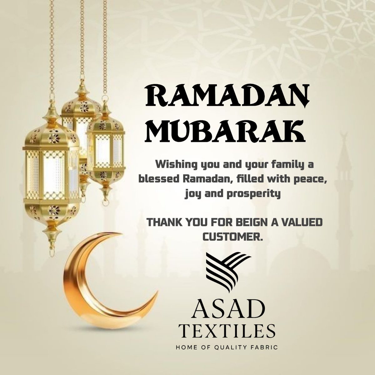 asad_textiles's tweet photo. RAMADAN MUBARAK🌙 https://t.co/rPyFtNFCEb