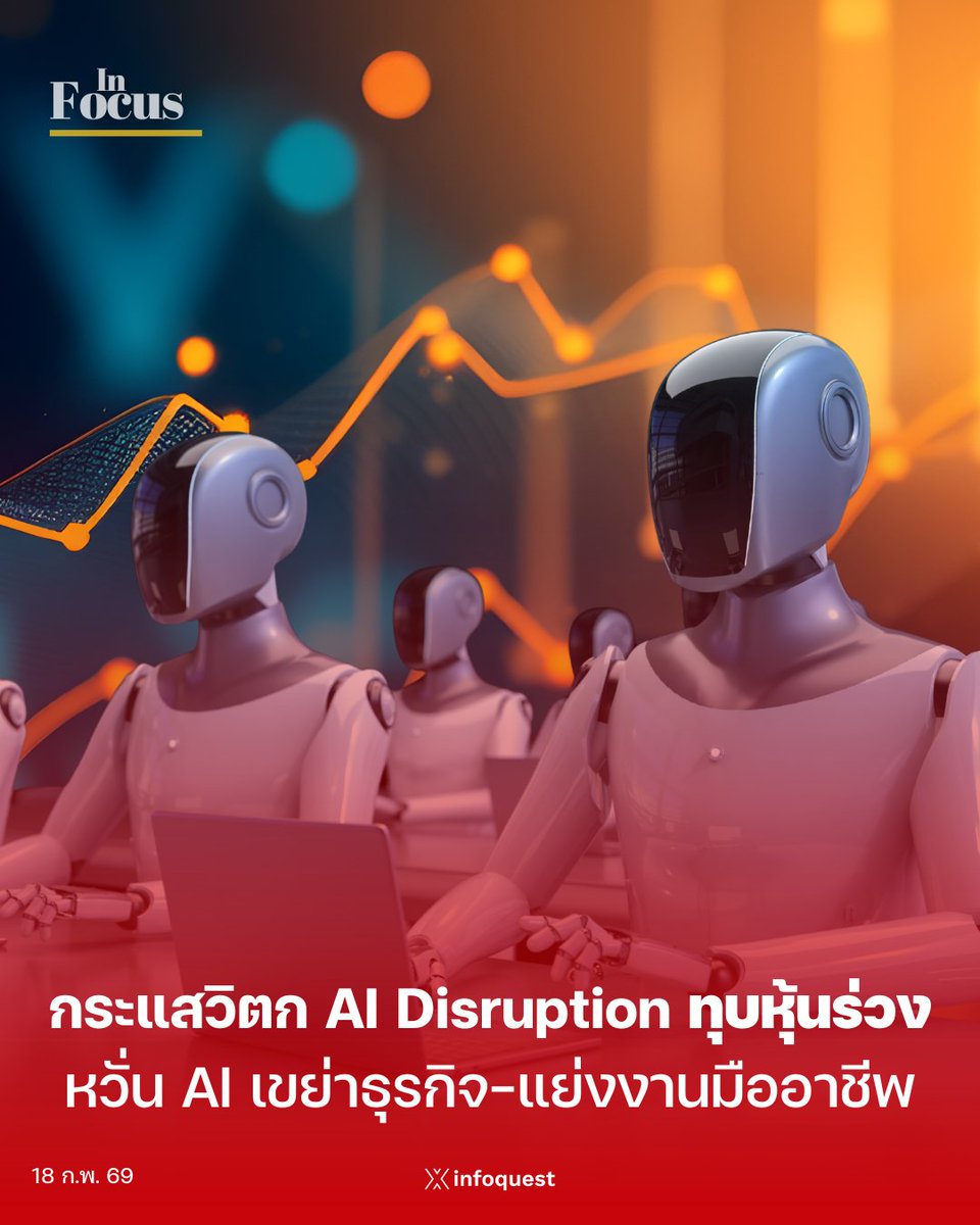 InfoQuestNews's tweet image. In Focus: กระแสวิตก AI Disruption ทุบหุ้นร่วง หวั่นปัญญาประดิษฐ์เขย่าธุรกิจ-แย่งงานมืออาชีพ infoquest.co.th/2026/570121 

#AIDisruption #Anthropic #ClaudeCowork #InFocus #ธุรกิจ #ปัญญาประดิษฐ์ #เอไอดิสรัปชัน #อินโฟเควสท์ #infoquestnews
