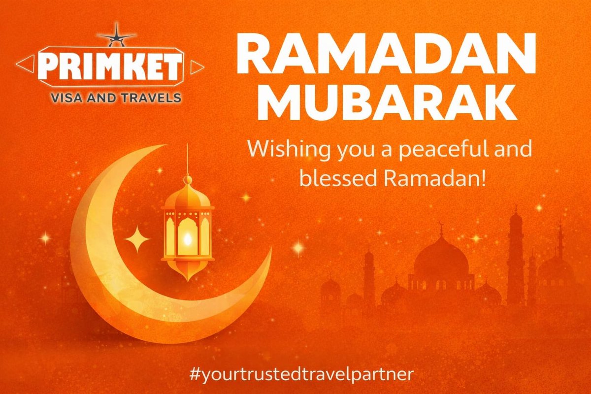 primkettvisas's tweet image. May this holy month bring you peace, blessings, and new journeys filled with purpose. 
#RamadanMubarak #yourtrustedtravelpartner 
#yourtrustedtravelpartner