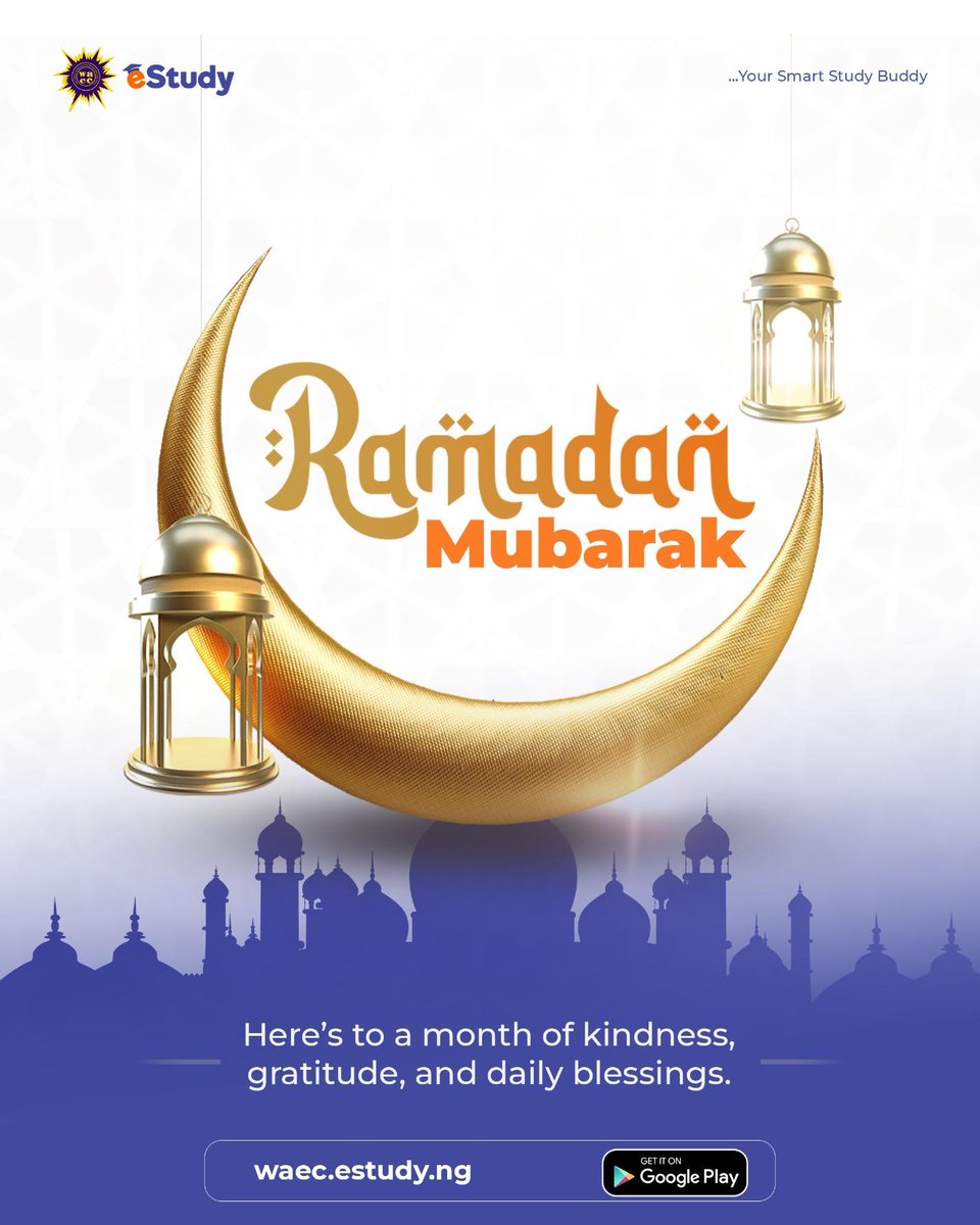 eStudy_ng's tweet photo. Ramadan Mubarak 🌙

Here’s to a month of kindness, gratitude, and daily blessings. 

Let every prayer, act of generosity, and moment of reflection bring light to your life and those around you. ✨

#WaeceStudy #Ramadankareem https://t.co/BoGgh3oCPO