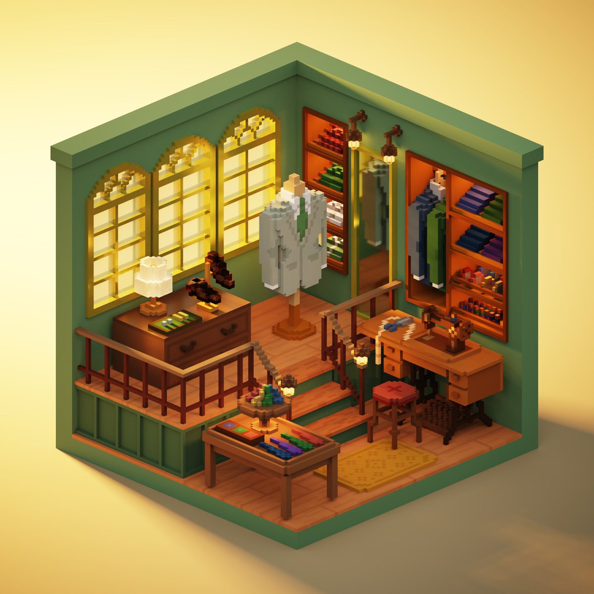 『仕立て屋』
#voxelart #magicavoxel #ボクセル