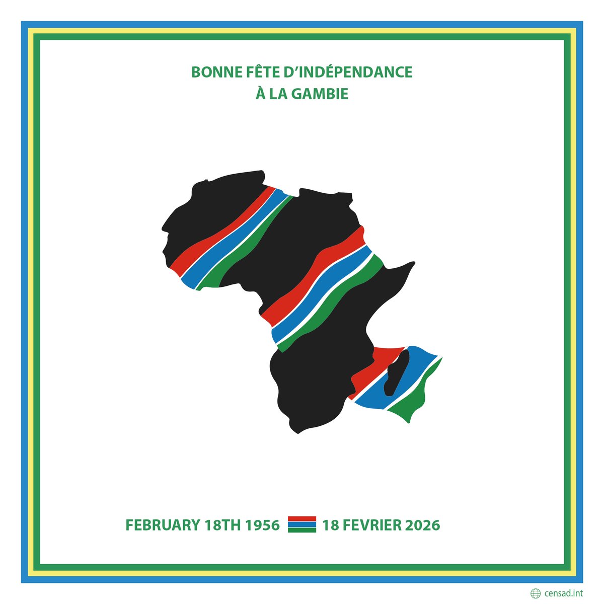 CensadExecutif's tweet photo. Bonne 61è fête d'indépendance à la Gambie 🇬🇲 https://t.co/w2ZaTjrPg6