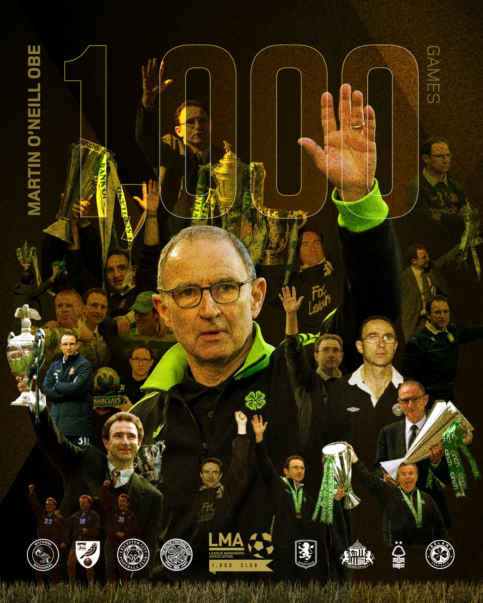 Congratulations to Chair Martin O’Neill OBE, who will be inducted into the LMA Hall of Fame 1,000 Club when Celtic host Stuttgart tomorrow - honouring a remarkable career of managing over 1,000 professional matches across club and international football.

leaguemanagers.com/latest-news/ma…