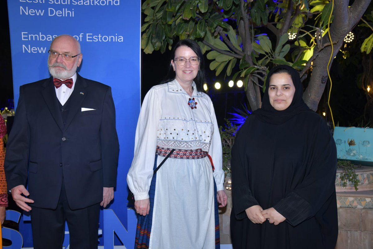 Ms. Hemyan Hassan Al Buainain, First Secretary, participated in the reception hosted by H.E. Ms. Marje Luup, Ambassador of Estonia to India, on the occasion of the National Day of Estonia, in the presence of H.E. Mr. Alar Karis, Hon'ble President of Estonia, on 17/02/2026.