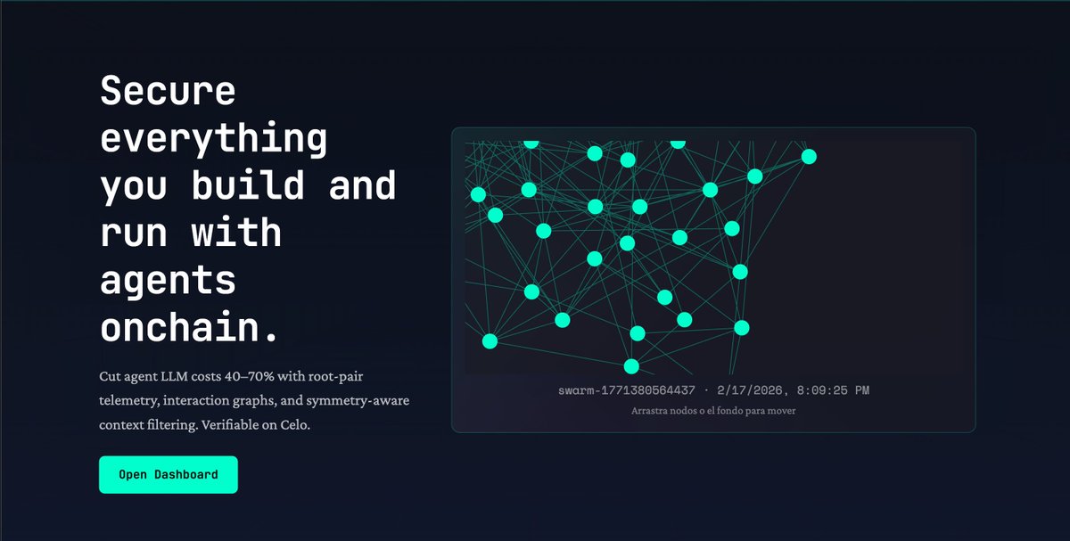 MotusDAO's tweet photo. Your @openclaw is burning 50% of its token budget on context it doesn't need? 

We built RootRouter SDK to fix that — algebraic context filtering for AI swarms using root systems from Lie algebra + interaction knowledge graphs.

Result: ~49% cost reduction. Zero quality loss. Every routing decision verifiable on-chain.

Just submitted to @Celo's agent hackathon — Infra track 🌿

npm install rootrouter

https://t.co/ZD5tYxXfuZ

@Celo @CeloDevs @celomexico