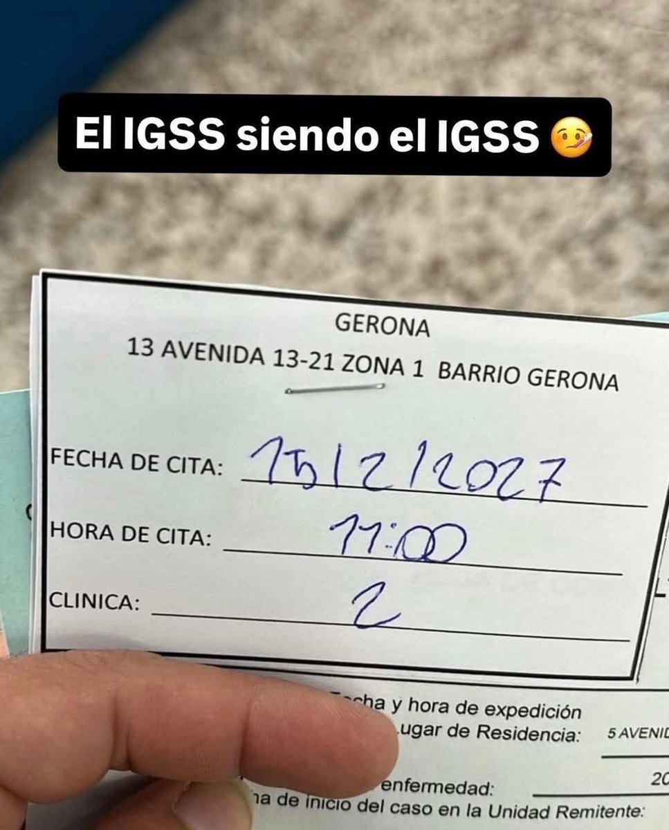Herman5818Pb's tweet image. Usuario del Igss expresa su molestia tras recibir notificación para una cita de atención médica hasta el otro año.
Que desgracia de instituciones