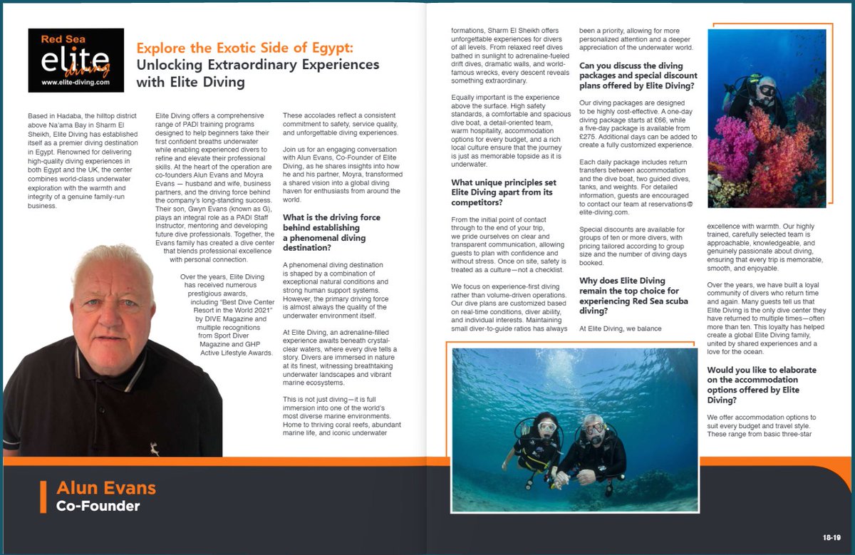theceovision's tweet photo. 🌊 Elite Diving has been recognized as one of The Most Innovative Companies to Watch 2026!

From Red Sea dives to world-class PADI training, the Evans family delivers unforgettable underwater experiences.

Discover more: https://t.co/F5E0c3HL0b

#EliteDiving #RedSea #ScubaDiving https://t.co/XYCX2ISwFe
