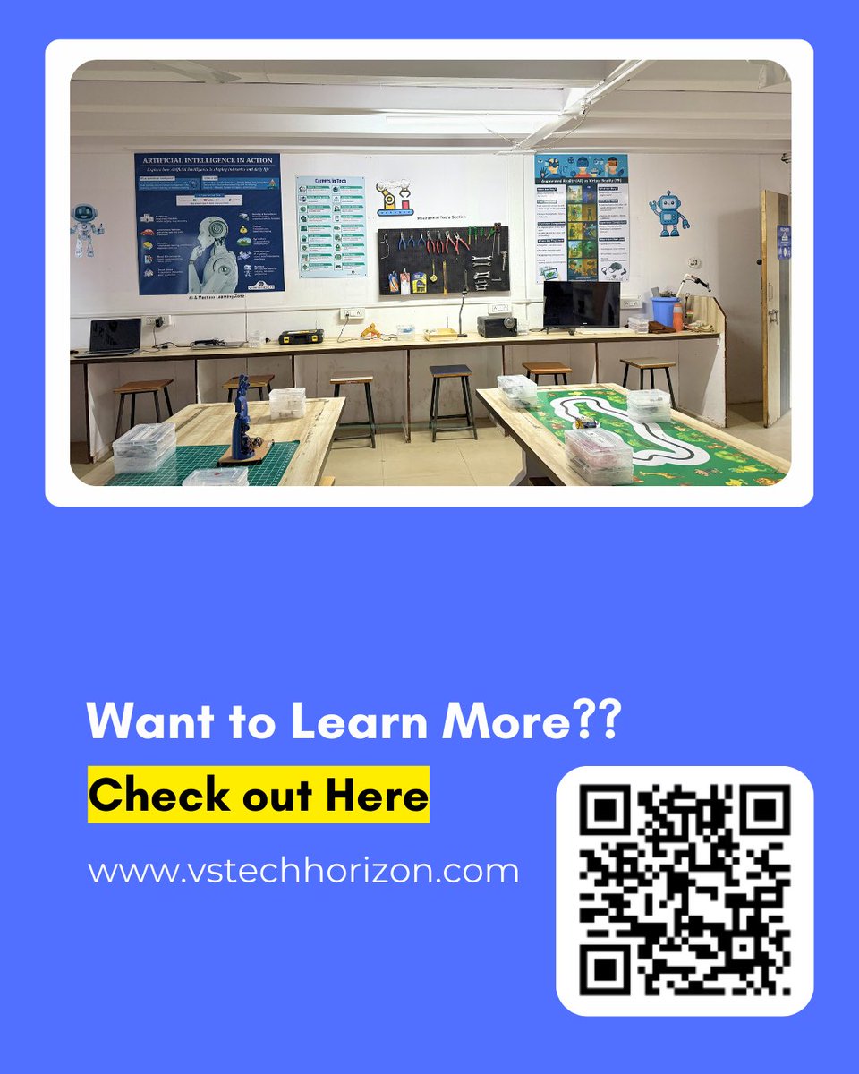 VS_tech_horizon's tweet photo. AI &amp; Robotics Lab for Schools!
Upgrade your curriculum with hands-on AI, Coding &amp; Robotics.

📌 Scan QR / Visit:
🌐 https://t.co/jZnXFJ07E8

#vstechhorizon #roboticslab #ailab #steamlearning #codingforkids #roboticsforschools #schoolinnovation #vs_tech_horizon https://t.co/Nn3CjbWBRC