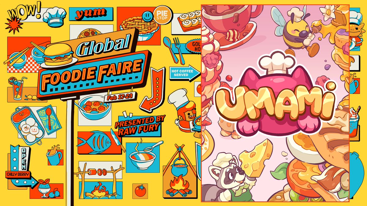 MimmoxGames's tweet photo. The Global Foodie Faire by @RawFury is officially live!

UMAMI is part of the menu, come play our demo and discover some amazing tasty games on Steam until February 23rd! 🍔

https://t.co/cUuaG7y8ER https://t.co/qjDNDlKBJS