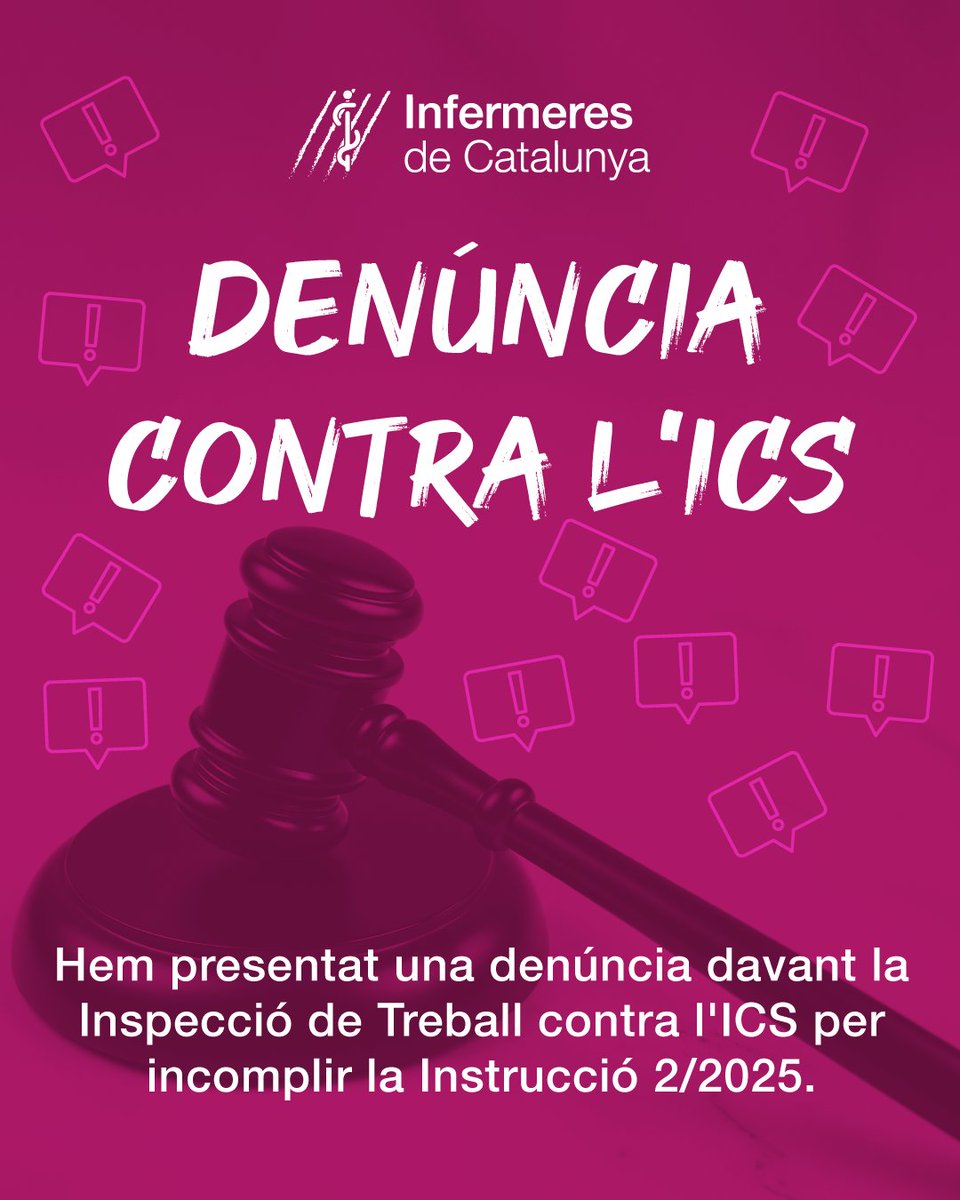 📢Denúncia contra l'ICS

Des d'Infermeres de Catalunya hem presentat una denúncia davant la Inspecció de Treball contra l'ICS <a href="/icscat/">ICS. Generalitat</a> per vulnerar la Instrucció 2/2025.

Obligar les professionals a recuperar hores quan no han pogut desplaçar-se per una emergència climàtica és una