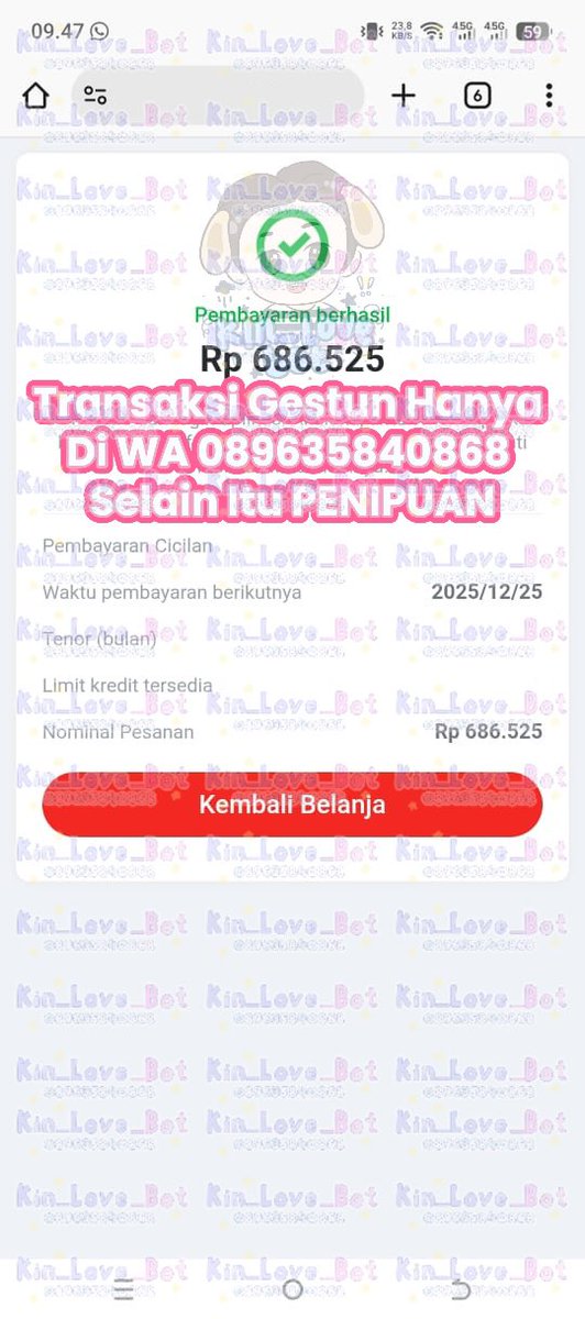 pp_love_bot's tweet photo. [25💓] Gestun Gopaylater 800.000

[26💓] Gestun Kredivoo 900.000

[27💓] Gestun Akulaku 650.000

[28💓] Gestun Spaylater 1.170.937 https://t.co/vy5ZuXeMDo