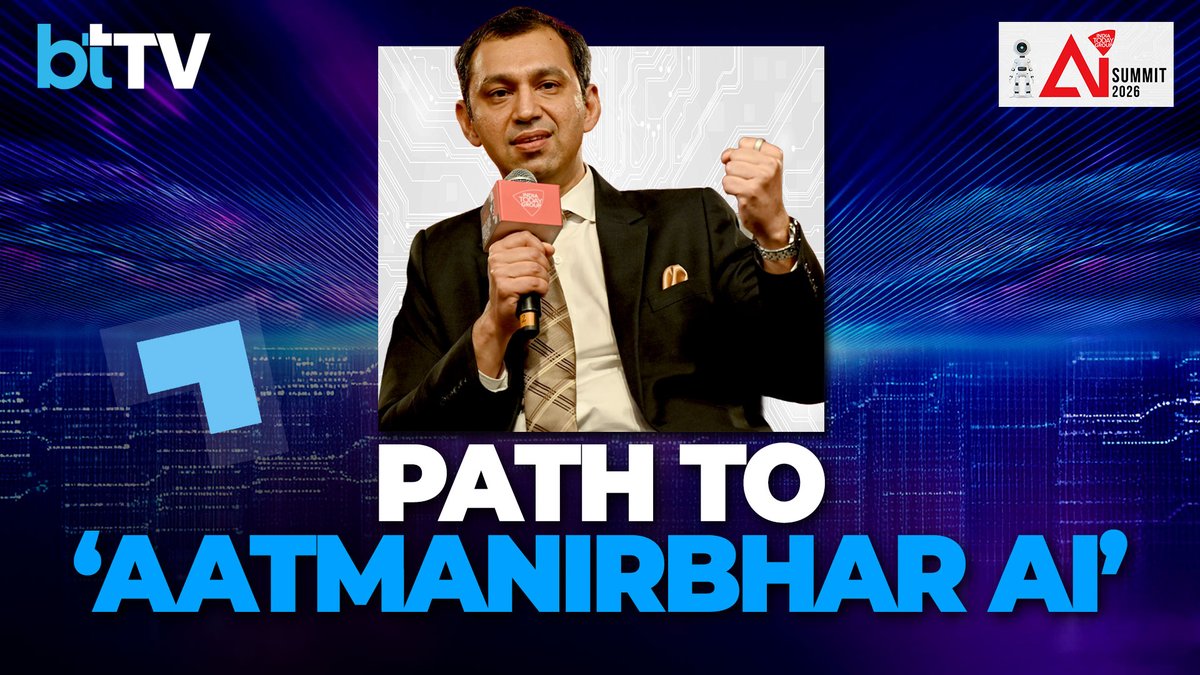 business_today's tweet photo. Life, Work, Home: Aatmanirbhar AI | Puneet Chandok On India’s AI Stack | India Today AI Summit 2026
Watch: https://t.co/dOdc1pnByP | #BusinessToday #PuneetChandok #MicrosoftIndia #AIForIndia #AatmanirbharBharat
@sardesairajdeep | @puneetck https://t.co/n5Xs79zVvO