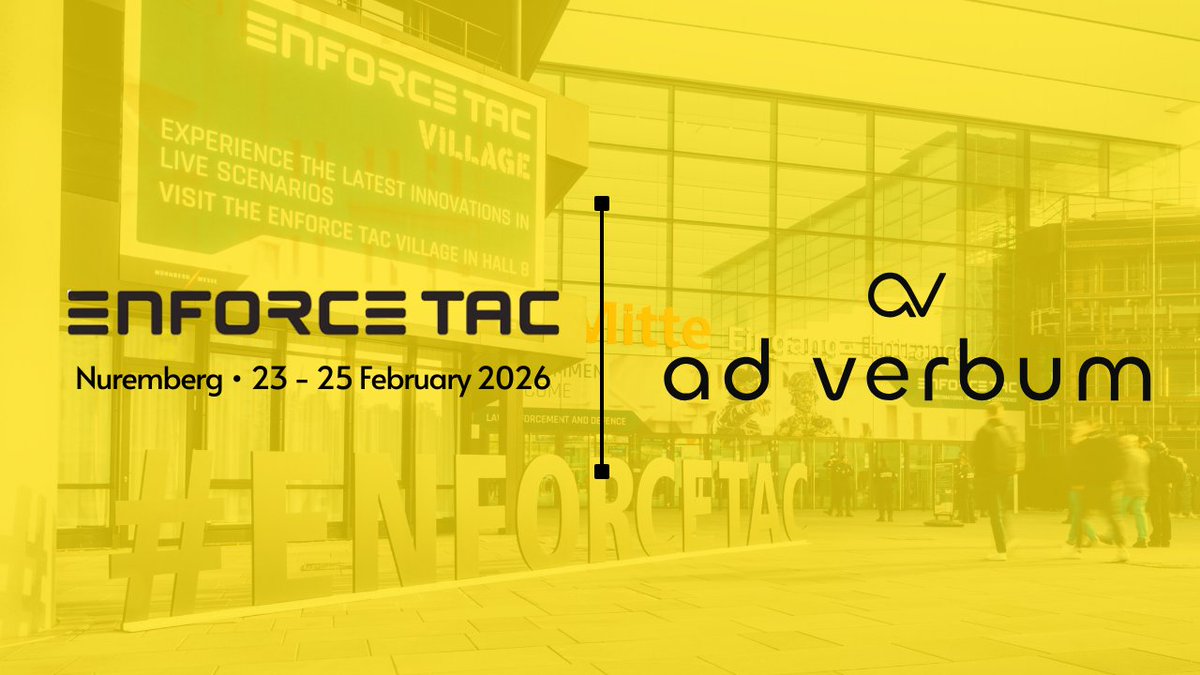 AD_VERBUM_AI's tweet photo. We're heading to Nuremberg. 🤔
 
@AD_VERBUM_AI is exhibiting at Enforce Tac 2026 in Nuremberg — the premier international trade fair for law enforcement, security, and defense professionals.
 
Find us at Hall 6, Booth 6-229 (Feb 23–25) to explore how AI+HUMAN translation workflows keep your operational, regulatory, and procurement content accurate, compliant, and audit-ready — at speed.
 
ISO 9001 · ISO 17100 · ISO 27001 · AQAP 2110 and more. Built for the standards your sector demands.
 
Let's talk language strategy for high-security environments. 👇

https://t.co/IfxyV5vmeG