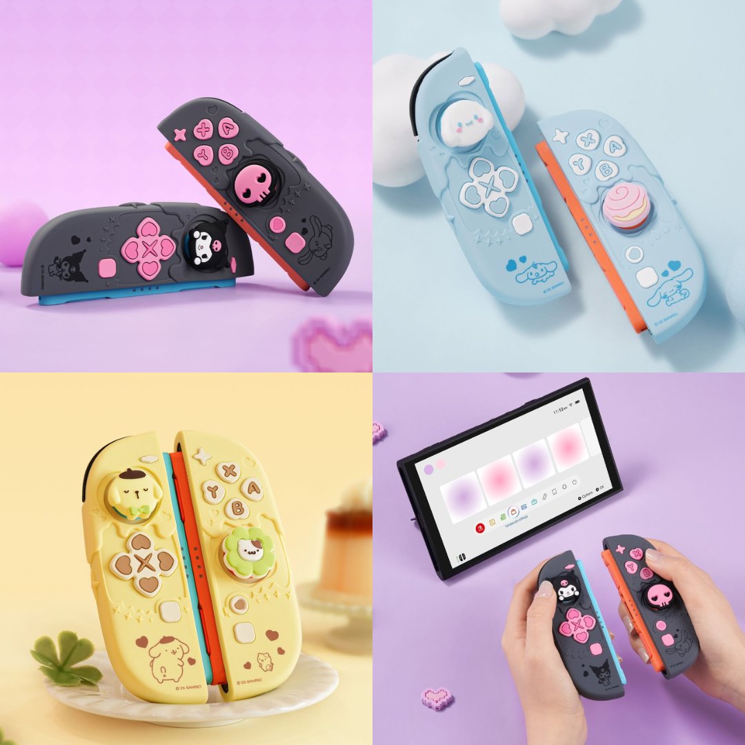 KawaiigamingT's tweet photo. 可愛いコントローラーを作っているGeekshareから
またまた新発表🆕✨️

みんなはどれで遊びたいですか😆❓️

👿クロミ
☁️シナモン
🍮ポムポムプリン

Switch2のグリップカバーが登場❗️

#kawaiigaming https://t.co/nrZ2lK26rQ