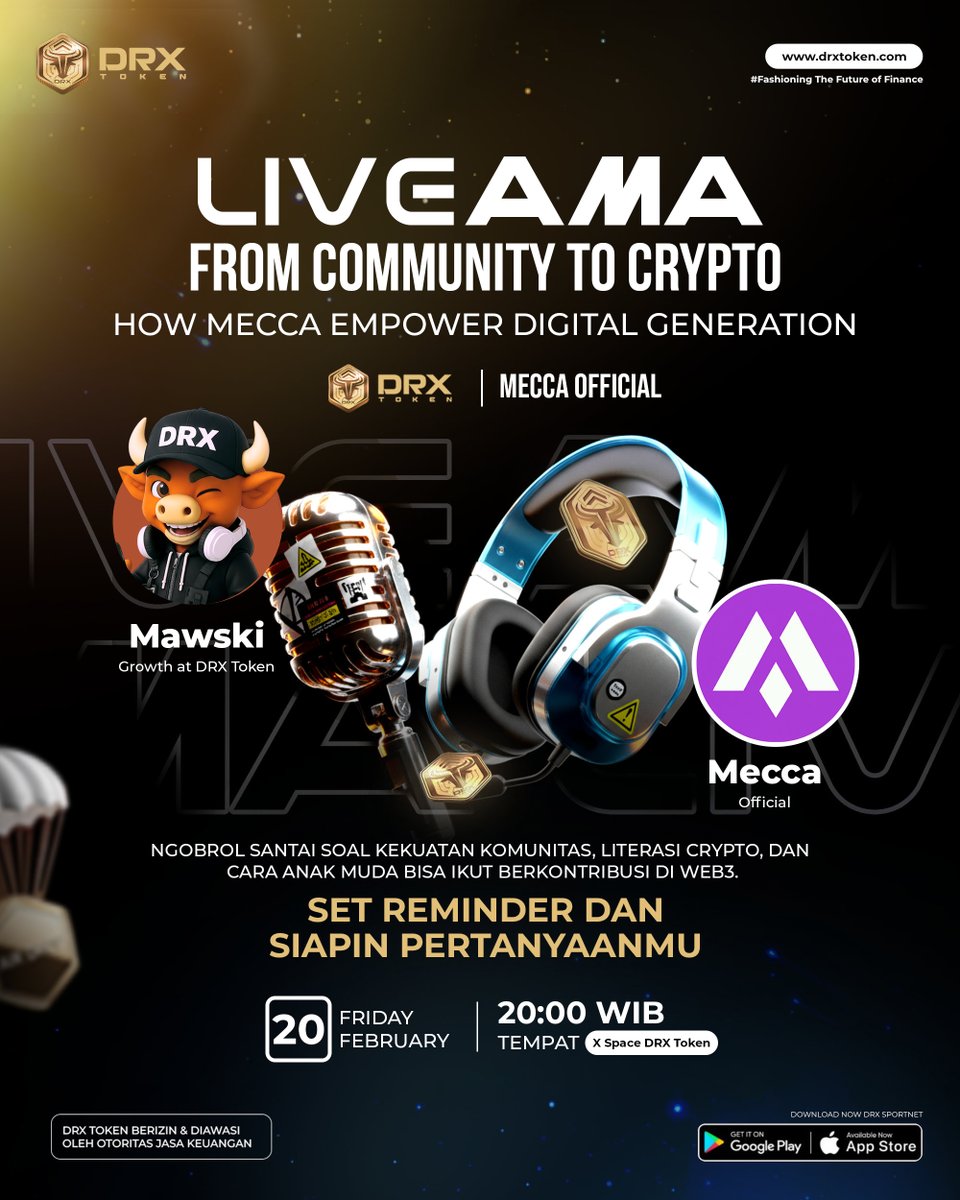 Hei Rangers 👋
Catat ya, kita bakal Live AMA bareng <a href="/Mecca_Official_/">MECCA_Official X</a>  dengan tema From Community to Crypto. Ngobrolin gimana komunitas bisa jadi pintu masuk yang sehat buat generasi digital kenal crypto dan Web3.

🗓 Jumat, 20 Feb 2026
⏰ 20.00 WIB
📍 X Space: