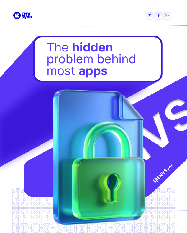 envsync's tweet photo. Most teams don’t struggle with code.
They struggle with configuration.
More environments. More secrets. More confusion.
Different machines. Missing vars. Broken builds.

The hidden problem behind most apps.

#EnvSync #SecretsManagement #DevTools #DevOps #SoftwareDevelopment https://t.co/A52nmuNj0e