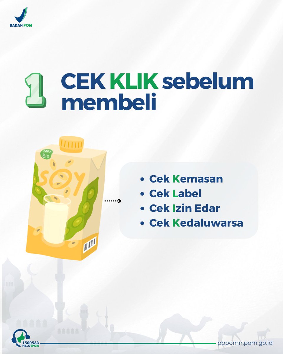 pppomnbpom's tweet photo. Ramadhan makin tenang kalau makanannya aman 🌙

Yuk, simak Tips menyambut Ramadhan ala #BPOM 

Puasa sehat, ibadah makin berkualitas.

#TipsPuasa #Ramadhan1447H #PPPOMN https://t.co/ATEFJTIM7h