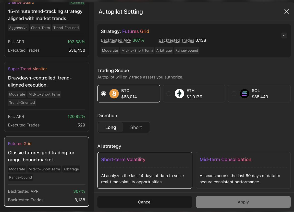 New Autopilot mode - AutoGrid BOT

I've been trading with <a href="/minara/">Minara AI</a> since team launched trading feature, and it shows pretty good results. Now my balance returned to the point where it started, but at some point it was +70%

And a new strategy provides more flexibility especially