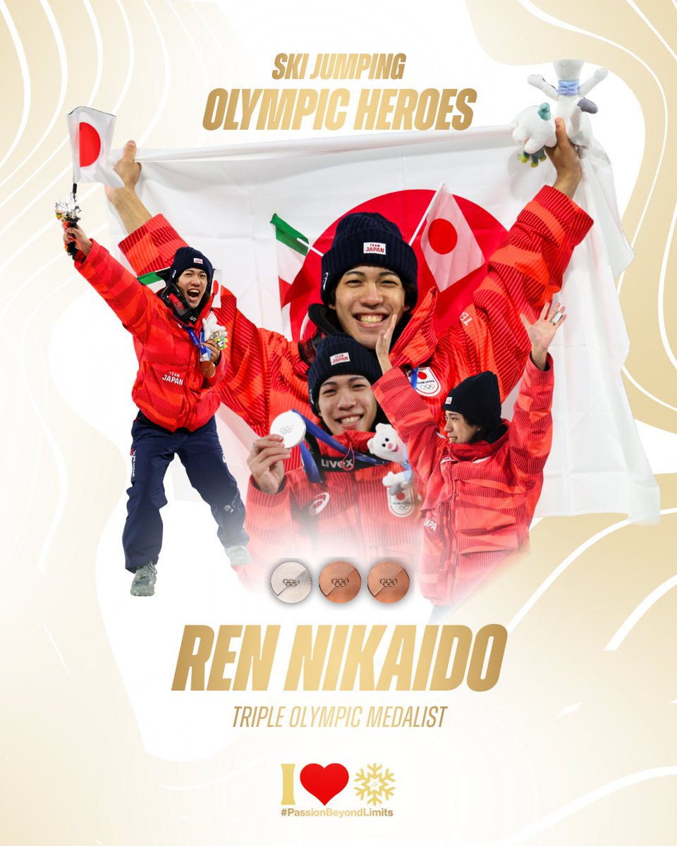 Ren Nikaido 🇯🇵 made his Olympic debut in Milano Cortina 2026 and reached three medals 🥈🥉🥉 This is an incredible season for Ren! 🚀

#fisskijumping #PassionBeyondLimits