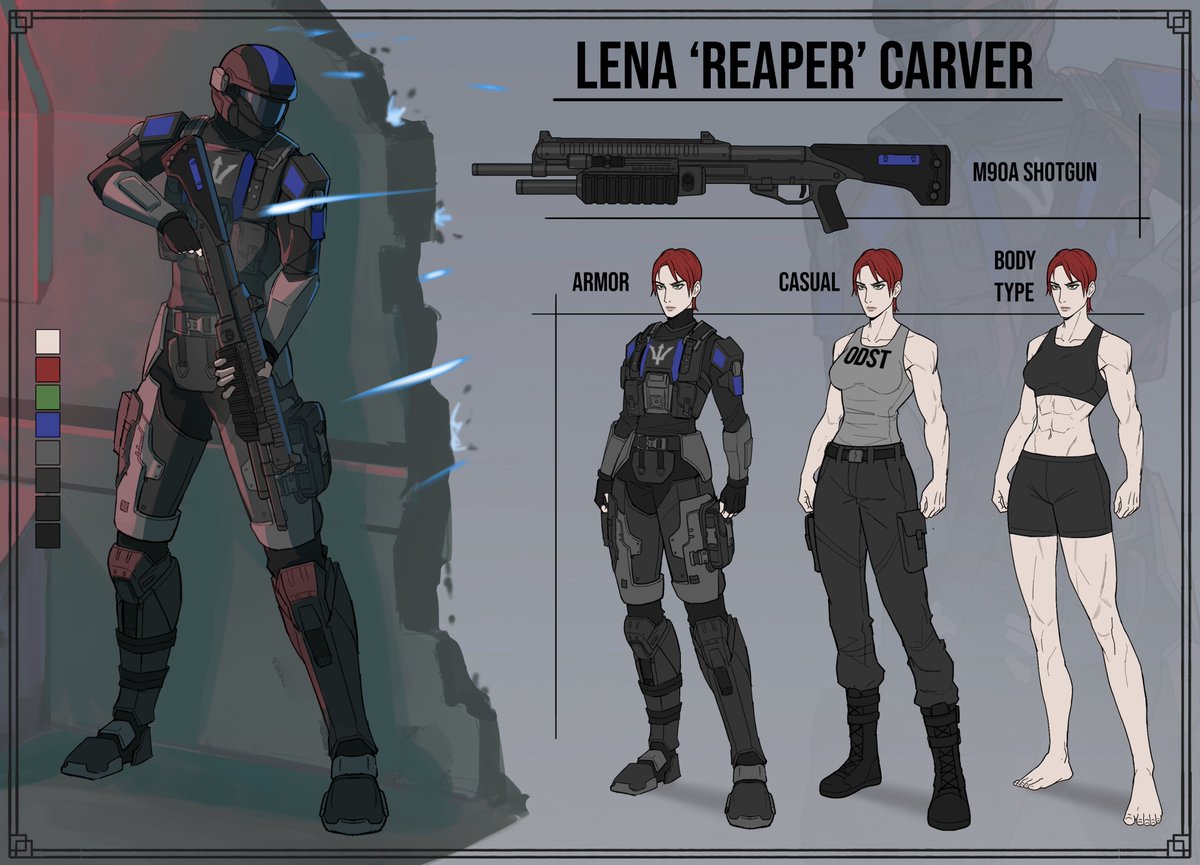 NeonLaboratory's tweet image. Character sheet for Lena "Reaper" Carver

Thank you for using our service
#neonlab #oc #charactersheet
