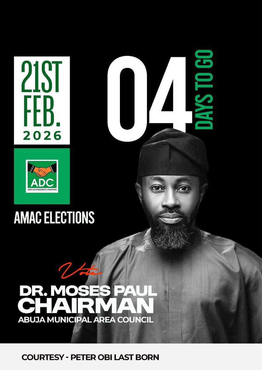 if you're a resident of Abuja , make sure you vote to all competent candidate across all parties, especially ADC. vote Dr Moses Paul. He's trusted and tested.