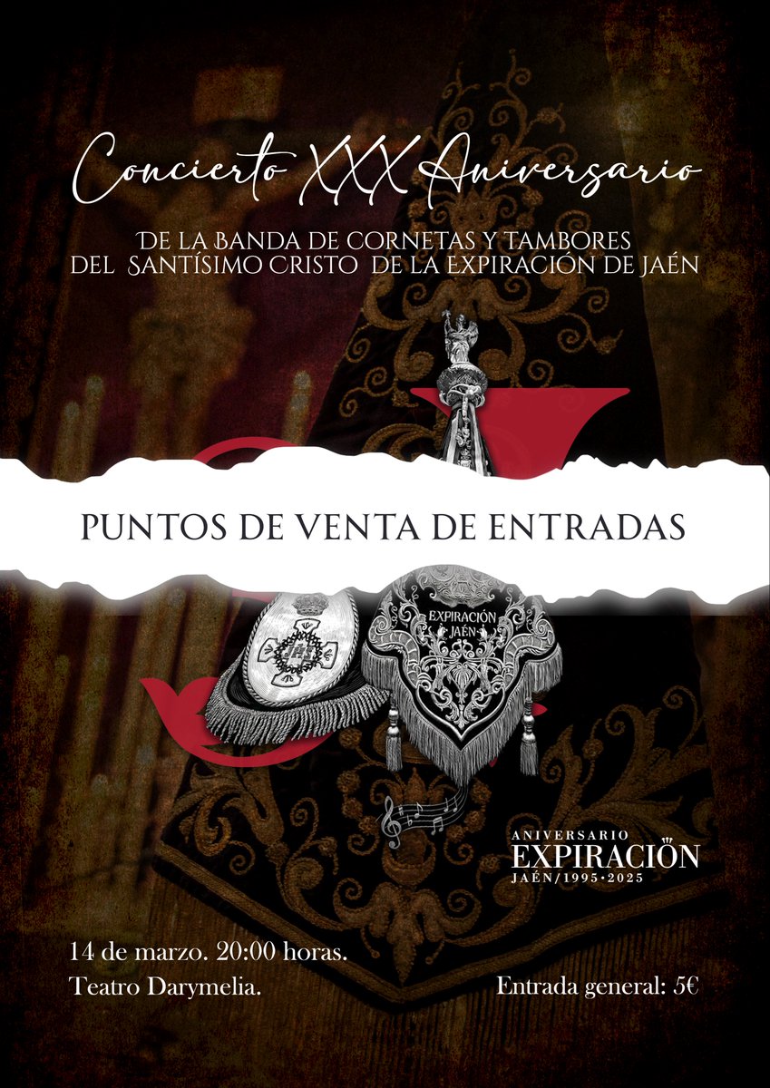 🎟️ | 𝐏𝐔𝐍𝐓𝐎𝐒 𝐃𝐄 𝐕𝐄𝐍𝐓𝐀 𝐃𝐄 𝐄𝐍𝐓𝐑𝐀𝐃𝐀𝐒 𝐂𝐎𝐍𝐂𝐈𝐄𝐑𝐓𝐎 𝐗𝐗𝐗 𝐀𝐍𝐈𝐕𝐄𝐑𝐒𝐀𝐑𝐈𝐎

Hoy, miércoles de ceniza, os dejamos con los puntos de venta oficiales para adquirir las entradas de nuestro concierto histórico 𝐗𝐗𝐗 𝐀𝐍𝐈𝐕𝐄𝐑𝐒𝐀𝐑𝐈𝐎.
