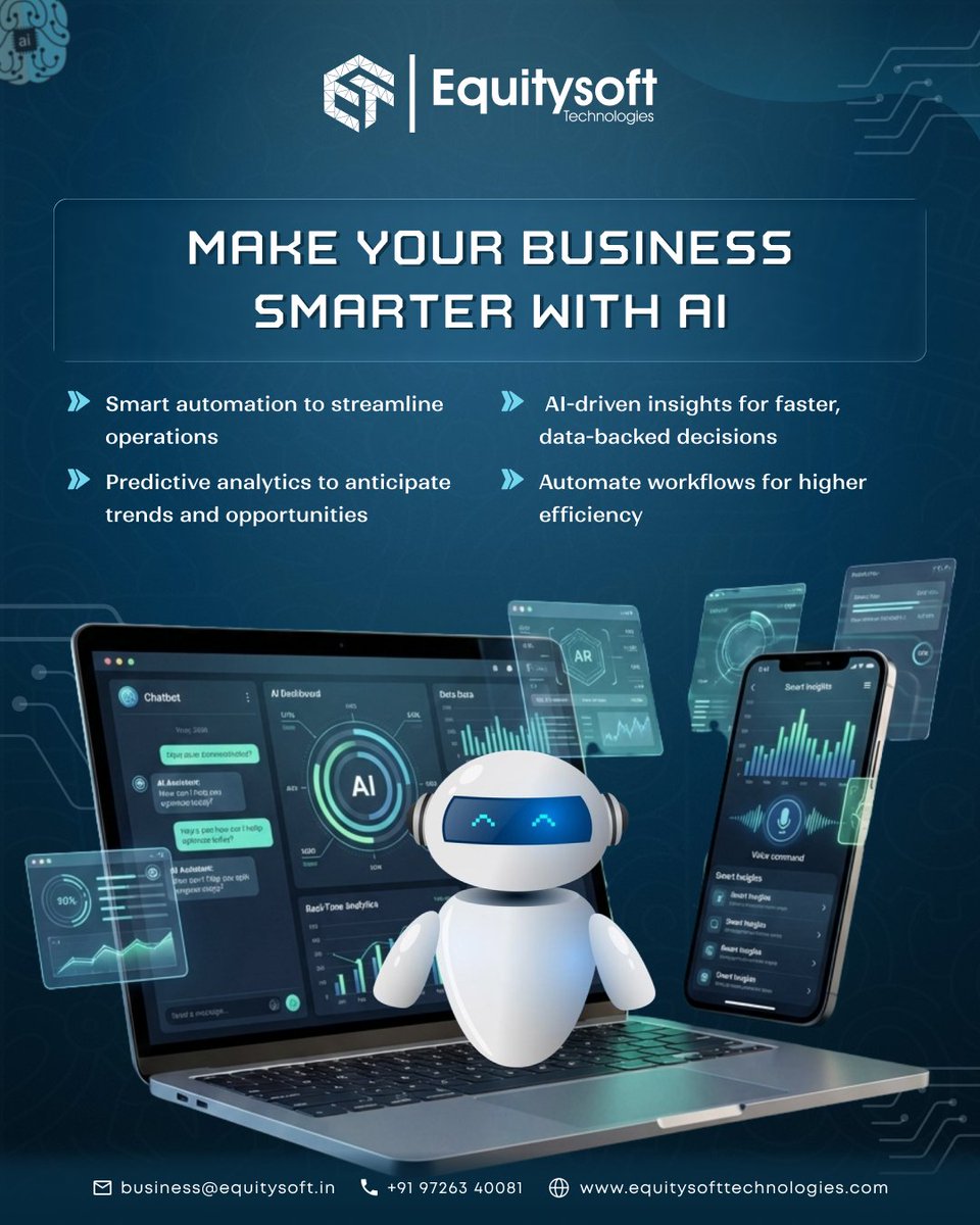 equitysoft's tweet photo. Build Intelligent Systems for Real Business Impact 💡📱
 AI isn’t the future—it’s your competitive advantage.
.
#ArtificialIntelligence #AIForBusiness #AISummit #newdelhi #AIImpactSummit  #CustomSoftware #Equitysoft💜 https://t.co/r755ECZ2Ys
