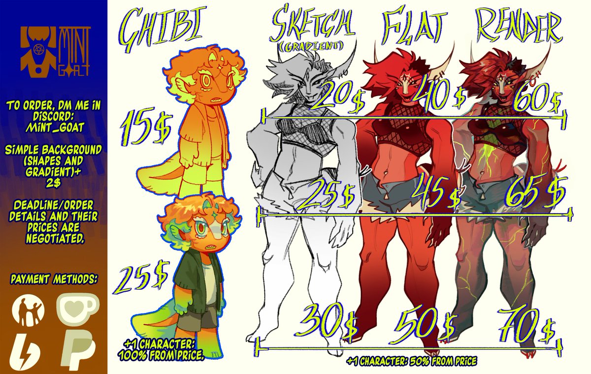 Mint__g0at's tweet photo. HEEEY EVERYONE IM TAKING COMMISIONS!!! 
Dm me on my discord: mint_goat
#art #commisions https://t.co/mQTRq6COEt