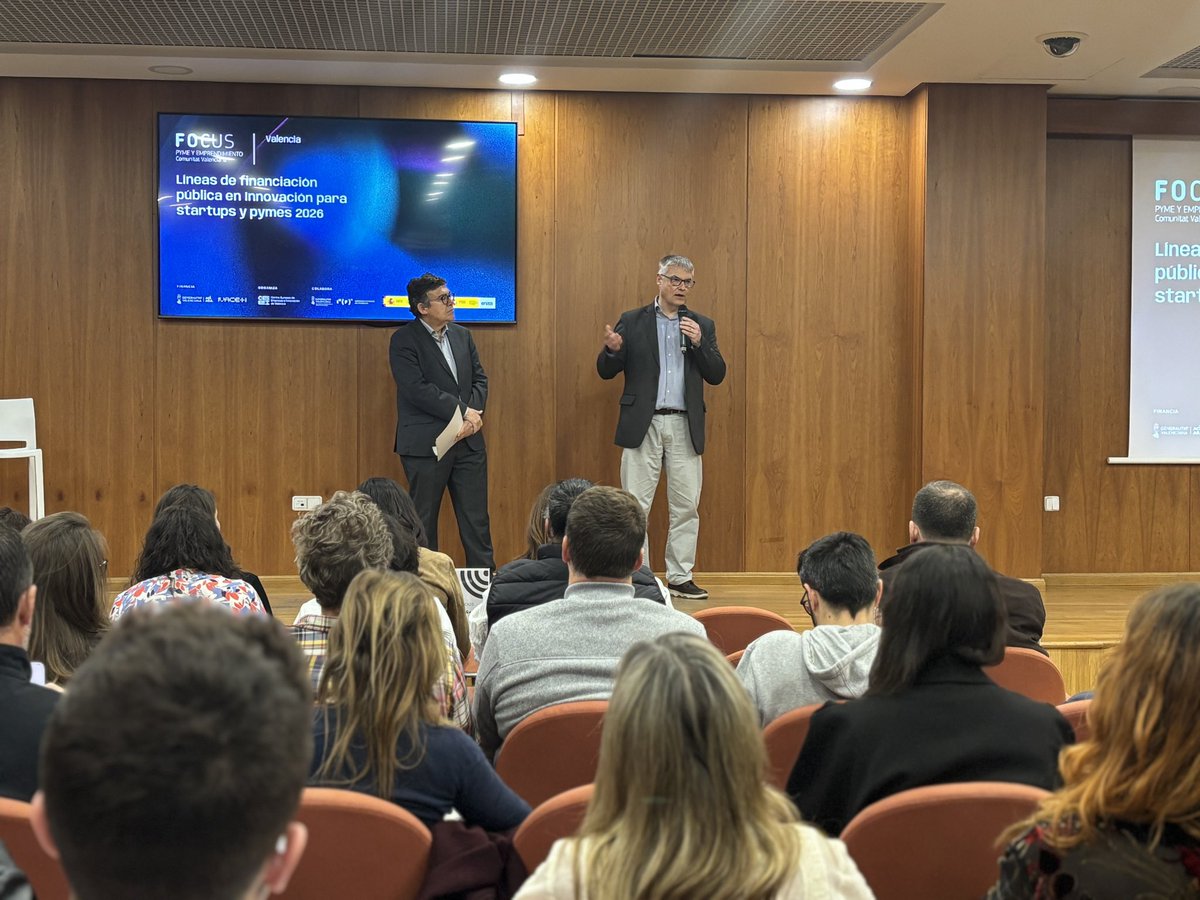 ceeivalencia's tweet photo. Hoy, en ADEIT, reunimos a startups y pymes para informarles de las principales líneas de financiación pública en innovación 2026 con representantes de @CDTI_innovacion , @enisa, AVI, @GVAivace y @GVAivf.

➕ networking
➕ reuniones one to one

#FocusPyme https://t.co/pDCaUzTRtu