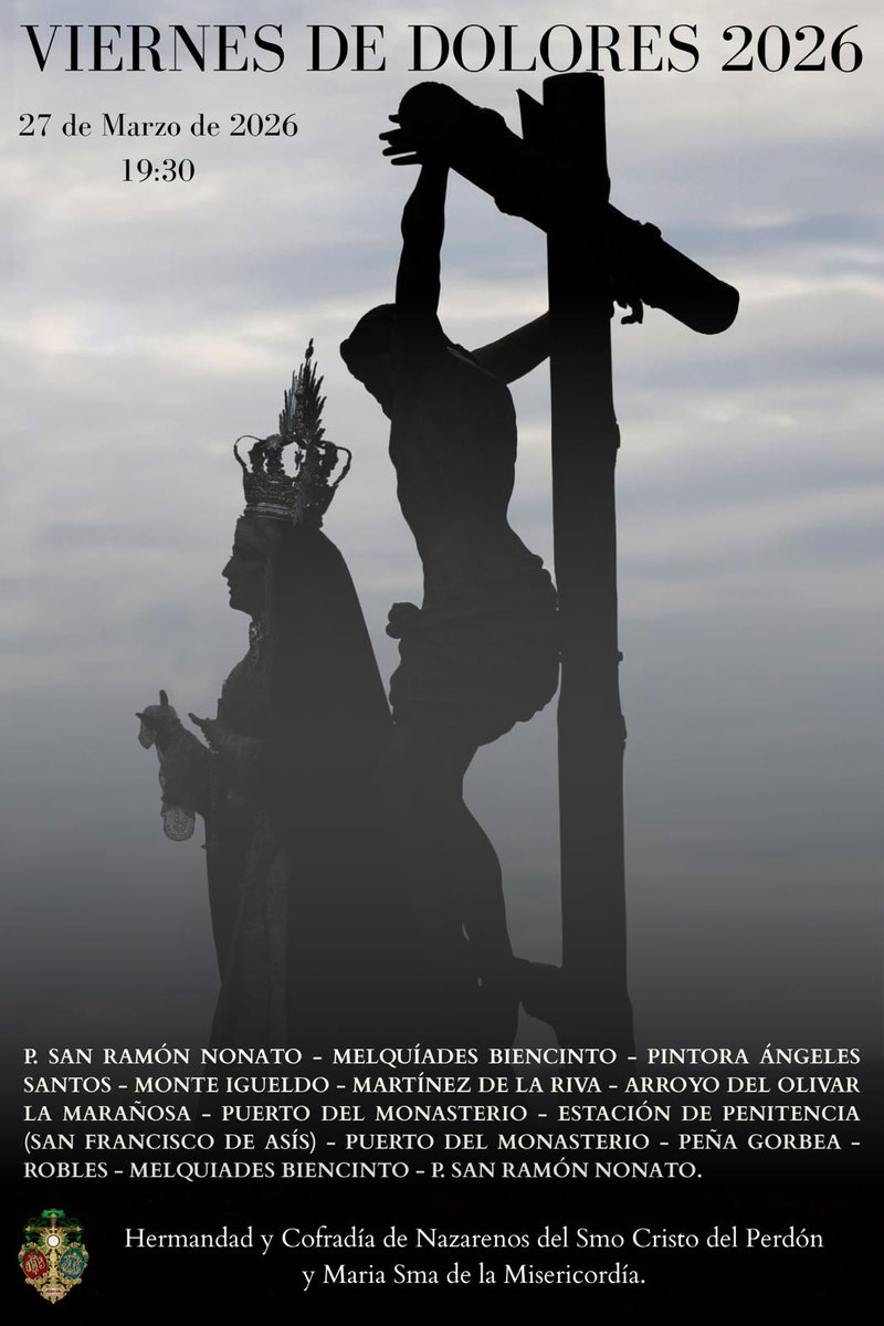 𝗖𝗔𝗥𝗧𝗘𝗟 𝗗𝗘 𝗟𝗔 𝗦𝗘𝗠𝗔𝗡𝗔 𝗦𝗔𝗡𝗧𝗔 2026

Nuestra Hermandad se complace en presentar el cartel anunciador de la Semana Santa 2026 en nuestra corporación, obra de David Mateo con fotografía de Álvaro Benítez.