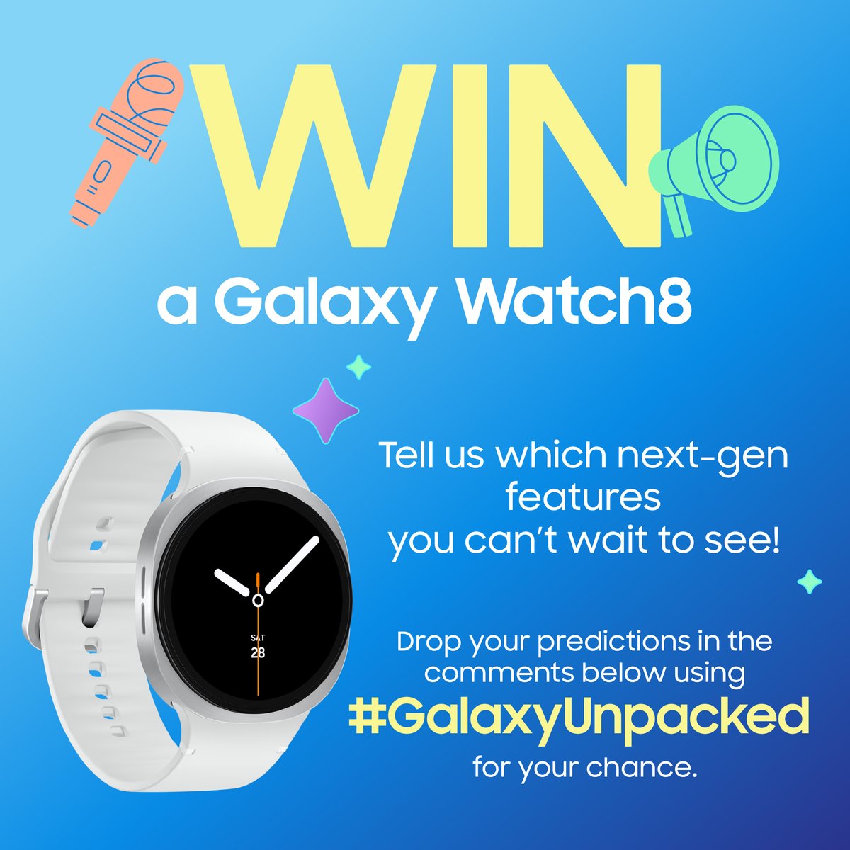WIN a Galaxy Watch8!
Share your boldest prediction for the upcoming Unpacked event using hashtag GalaxyUnpacked
Every comment counts as an extra entry!

*Terms and Conditions apply.