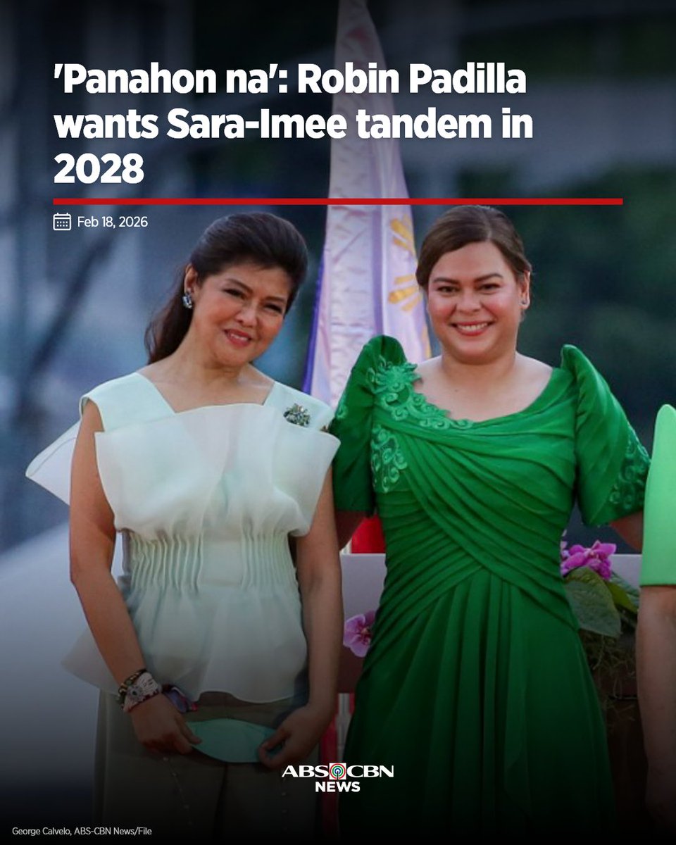 ABSCBNNews's tweet photo. Suportado ni Senador Robin Padilla sakaling maging katambal ni Vice President Sara Duterte si Senador Imee Marcos sa #Halalan2028. 

BASAHIN: https://t.co/hZQT27707e https://t.co/ukX48NcCGo