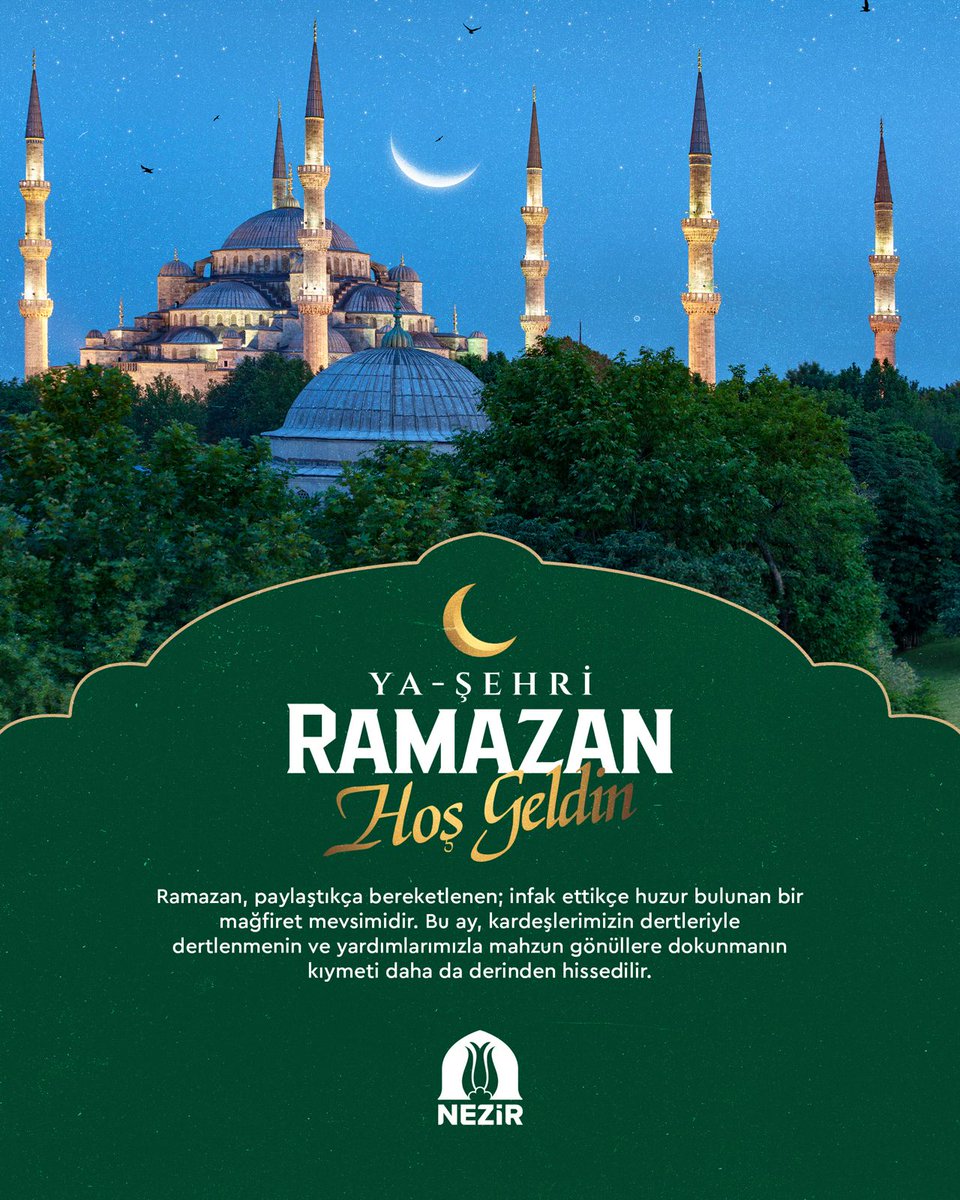 Ramazan, paylaştıkça bereketlenen; infak ettikçe huzur bulunan bir mağfiret mevsimidir. Bu ay, kardeşlerimizin dertleriyle dertlenmenin ve yardımlarımızla mahzun gönüllere dokunmanın kıymeti daha da derinden hissedilir.

Ramazan-ı Şerifimiz mübarek olsun.
 
#Nezir