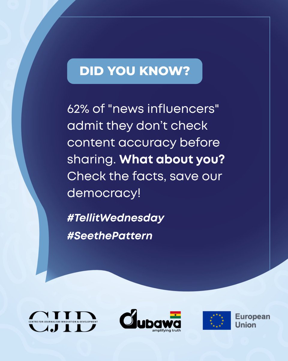 dubawaGH's tweet image. Check the facts. Think critically. Share responsibly.
:
:
:
#SeeThePattern
#EUGhana
#DubawaGhana
#StopFIMI
#EUAfricaRelations
#TellitWednesday