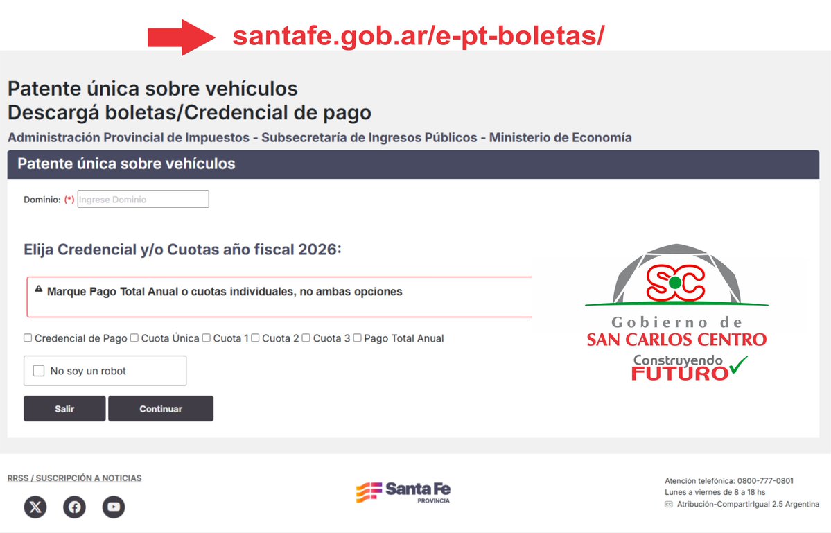 BOLETAS DE PATENTE SOBRE VEHÍCULOS EN EL PORTAL WEB DE LA PROVINCIA
facebook.com/share/p/1CW5SK…