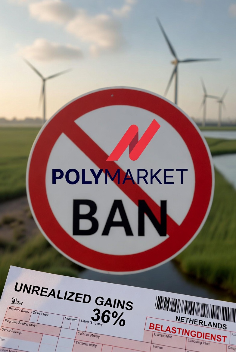 Netherlands bans Polymarket for "illegal gambling."
€420K fine per week.

Same country taxing unrealized gains at 36%.

Let that sink in.

You can't bet on elections.

At least with Polymarket, they only take your money if you're actually wrong