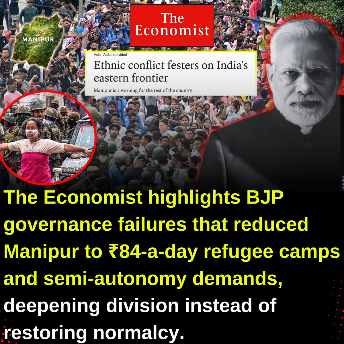 Ummah204's tweet image. The 2023 Manipur conflict left hundreds dead, thousands homeless, &amp;amp; 50,000 Kukis in refugee camps surviving on $0.90/day. Courts favored Meitis, while BJP’s inaction &amp;amp; state failures deepened the crisis. #KukiCrisis #ManipurViolence #StateFailure #INDvsPAK #PerthTanapon #paobc