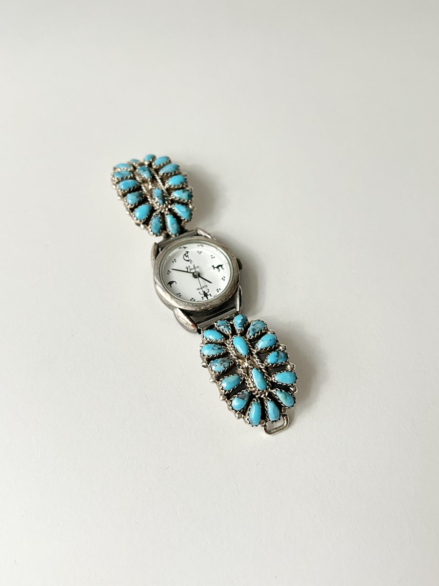 クラスター腕時計 ゼイタビゲイ インディアンジュエリー ナバホ族 ターコイズ