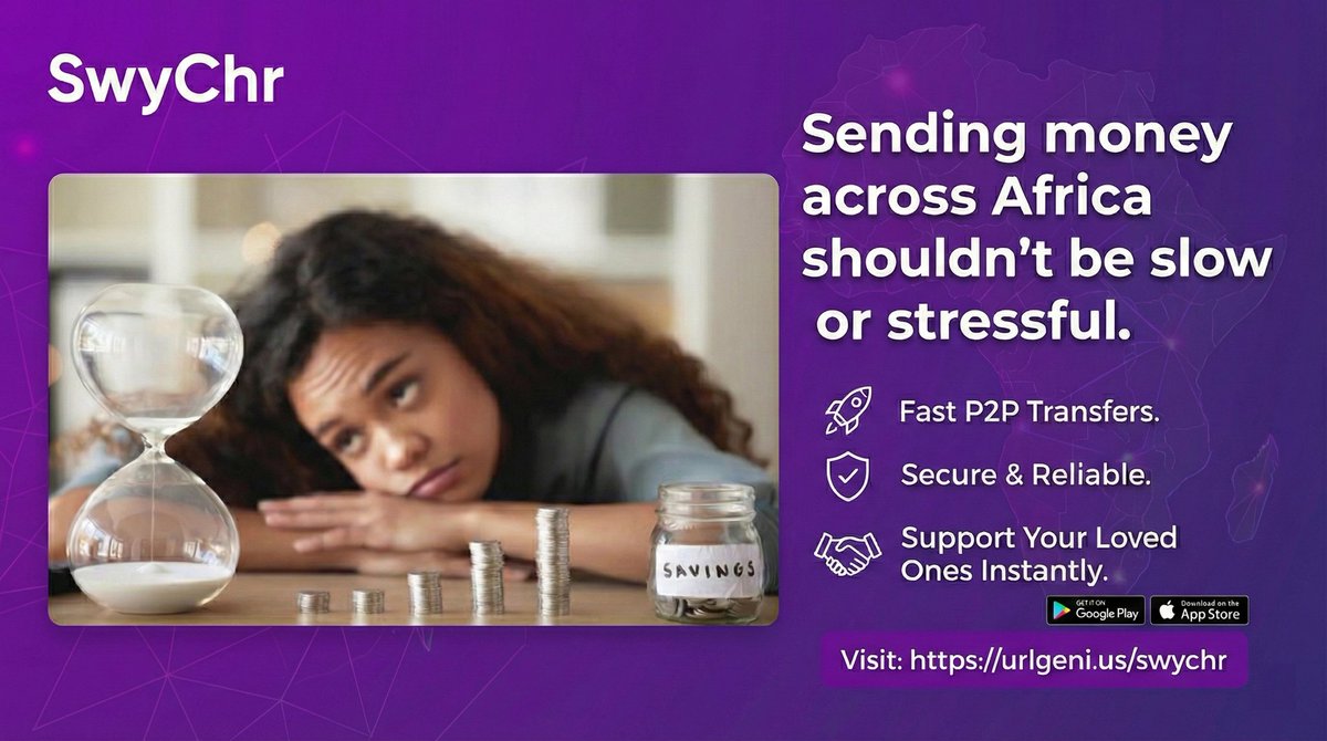 swychrglobal's tweet image. Sending money across African countries shouldn’t be slow, expensive, or stressful.

With SwyChr, P2P transfers are fast, secure and reliable, so your support reaches the people who matter most, exactly when they need it.
Visit 👇👇
urlgeni.us/swychr

#p2ptransfers
#secure