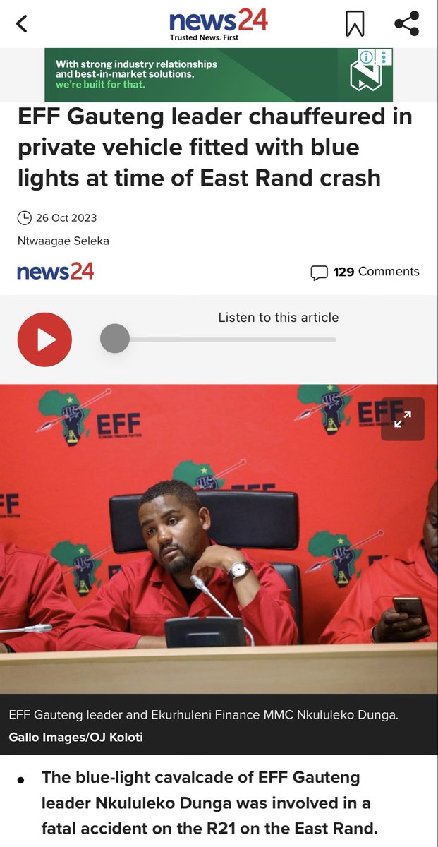 ZAPresident's tweet photo. @EFFSouthAfrica The “impact” of EFF MMCs can be fatal…to motorists at least.

This, allegedly illegal, abuse of a blue light motorcade seems to have been quietly swept under the rug…

Any update?🤔 
(Media has nothing, beyond charges laid by ActionSA) https://t.co/oU0Ija1qWg
