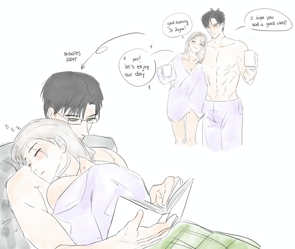 greenyli's tweet image. Some doodles to say good morning ♡ #Zayne #LoveandDeepspace