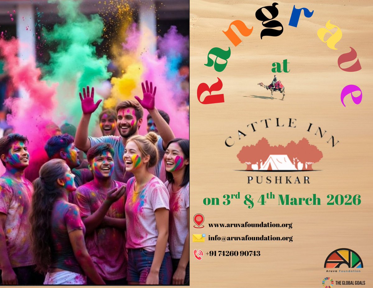 "Join Rang Rave in Pushkar this Holi with Aruva Foundation! 🎉 Celebrate Holika Dehan with us! 🌟"