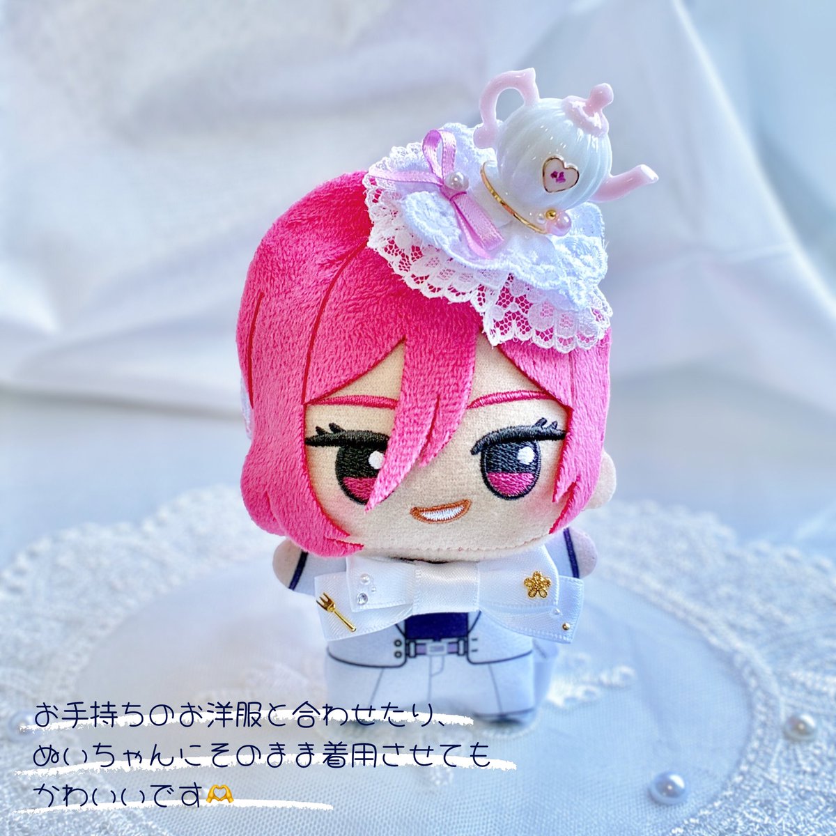 ちびぐるみ にじまるっと モンぬい ヘッドドレス リボン ツイード かなり蛇足ですが、にじまるっとも着用できました🫖⟡. ※ ただし、ゴム