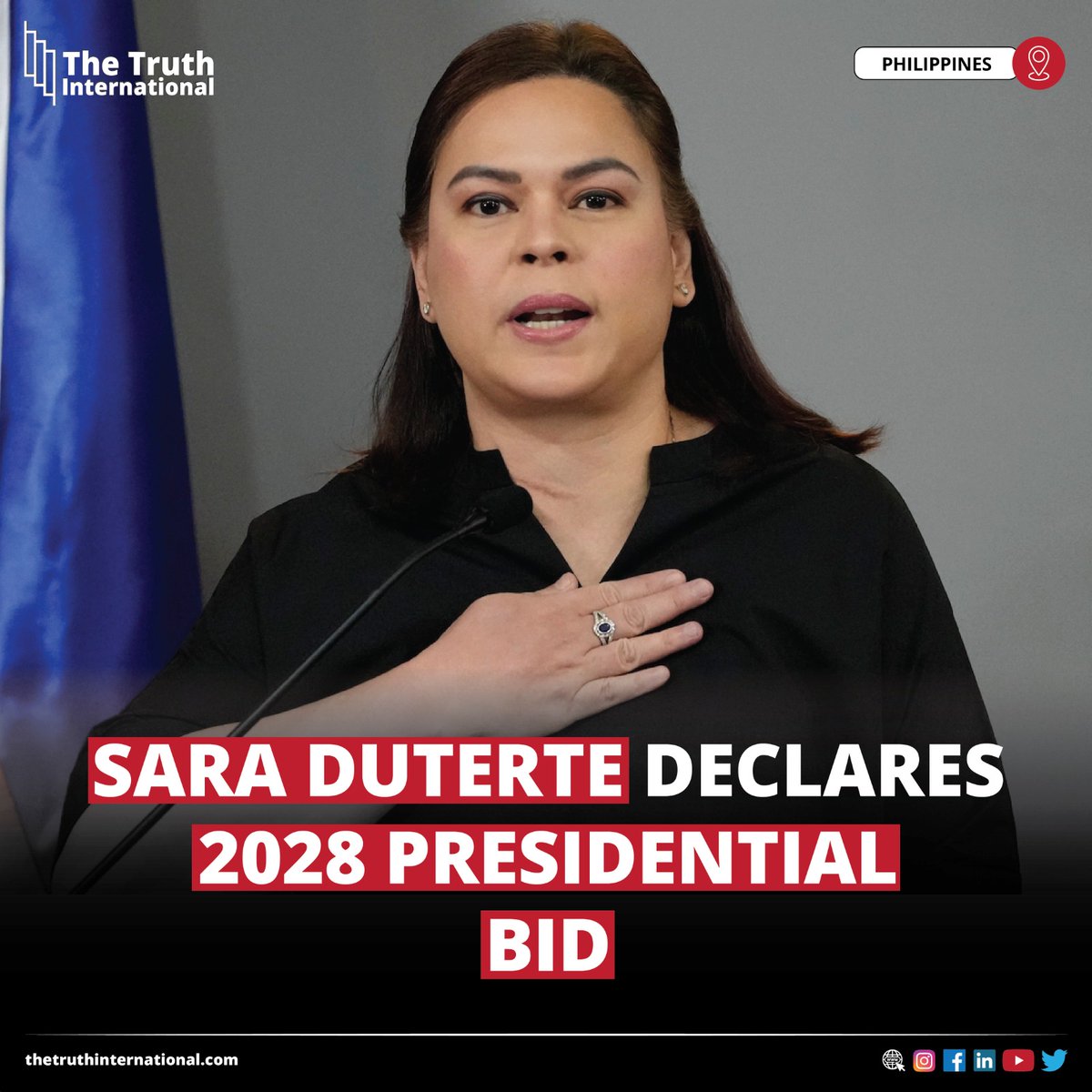 ttimagazine's tweet image. Sara Duterte declares 2028 presidential bid

FOR FURTHER DETAILS: thetruthinternational.com/sara-duterte-d…

#SaraDuterte #Declares #2028Presidential #Bid #Philippines #TTI