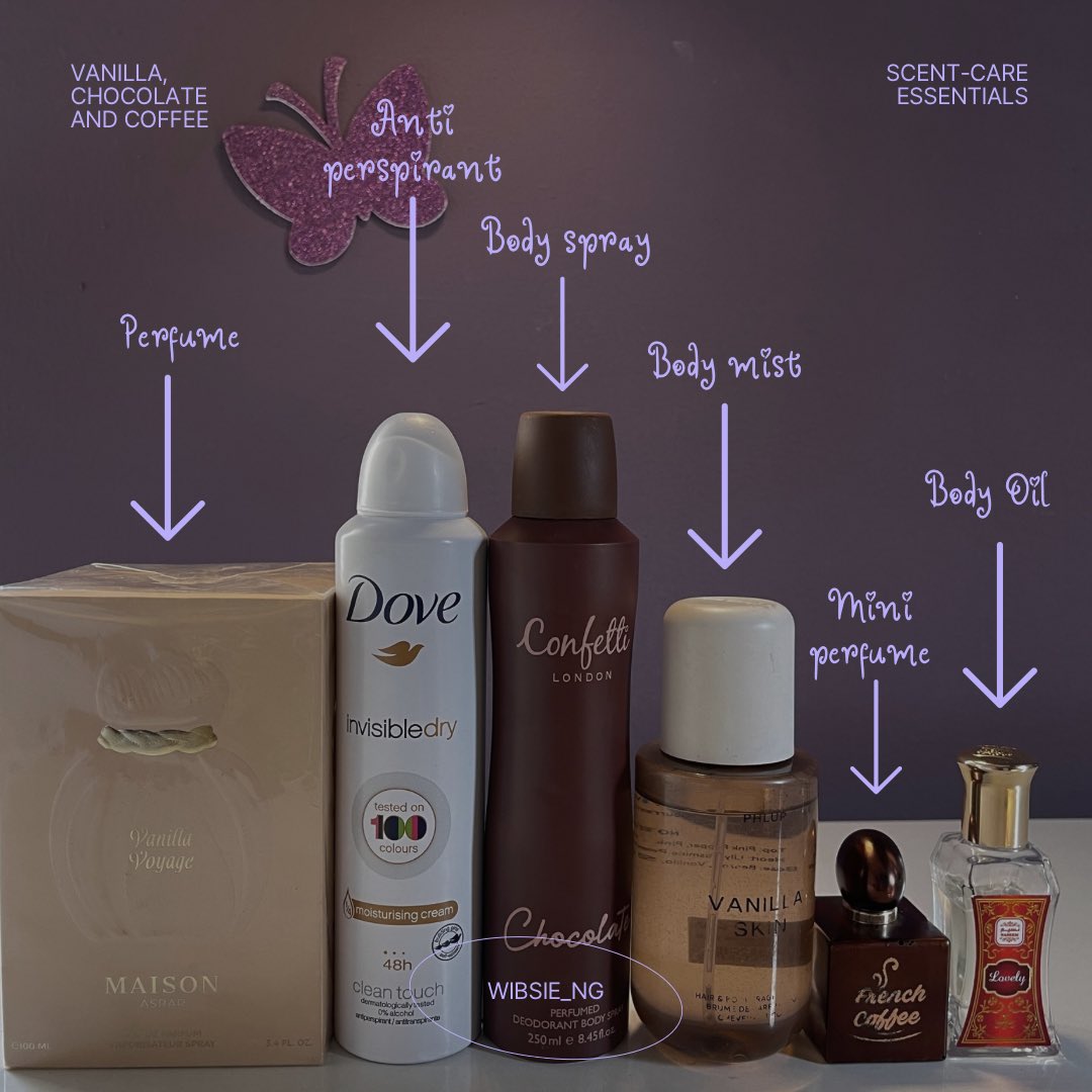 wibsie_co's tweet photo. Vanilla Chocolate Coffee.🍦🍫☕️
Non-negotiable daily scent-care routine
Must include: Antiperspirant/Deodorant, Body-spray, Body-mist, Perfume, Perfume-oil. https://t.co/Us3usQpljX