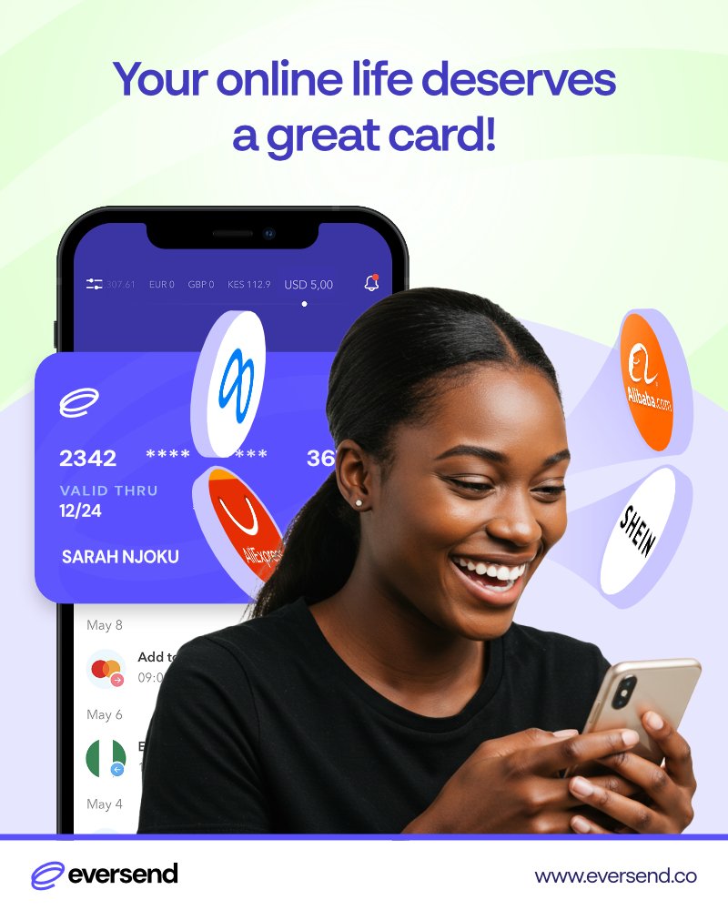 eversendapp's tweet photo. Shop globally and manage your subscriptions with ease. Get an Eversend Virtual Dollar Card instantly and use it for smooth online payments 💳.