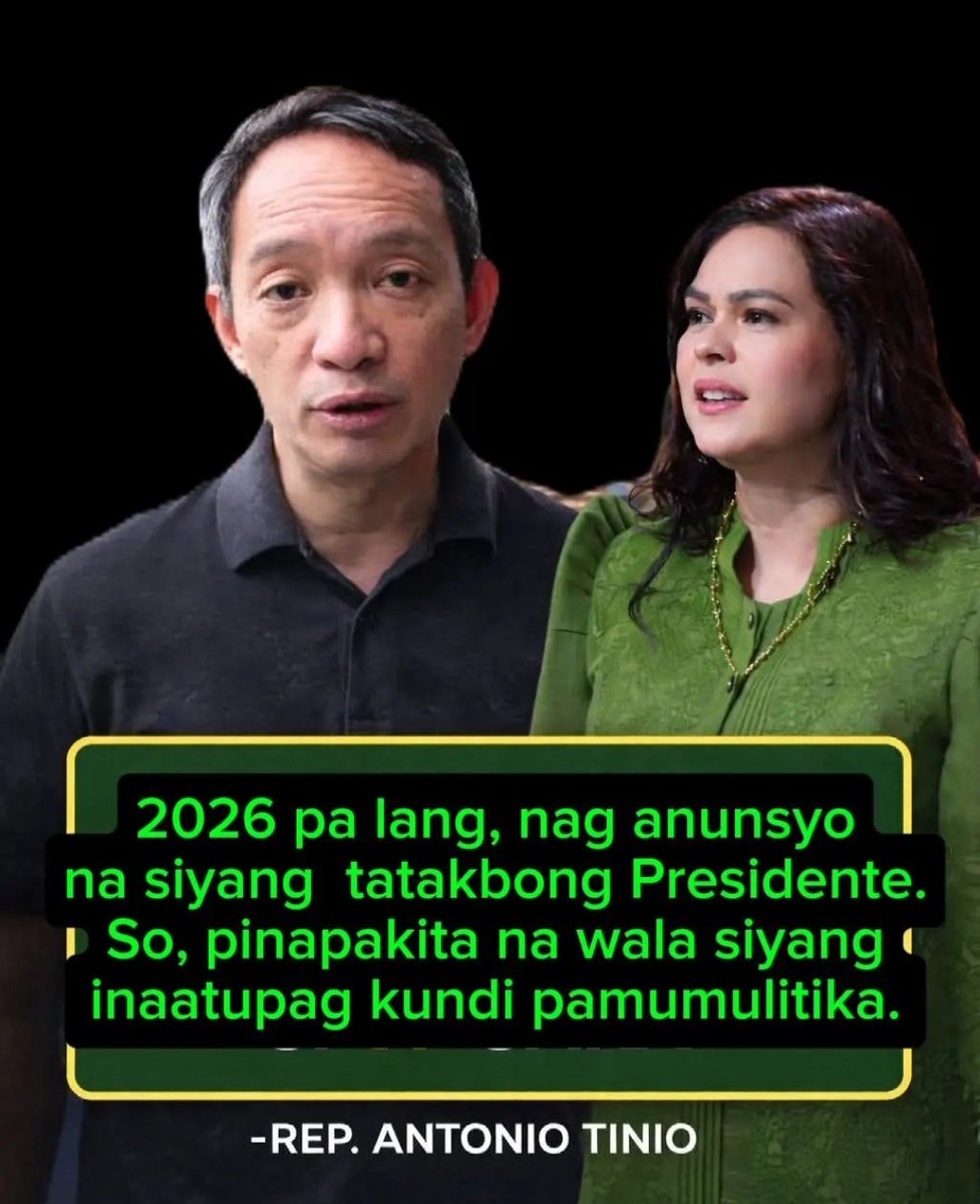 Si Risa Hontiveros, Tambaloslos Romualdez ay noon pa nagpahayag na tatakbo sila as president kaya nagpapabango na sa mga Filipinos. Takot ka lang kay Sara Duterte na maging president. Sara's 32 million voters are calling for Sara to run as president and she complied