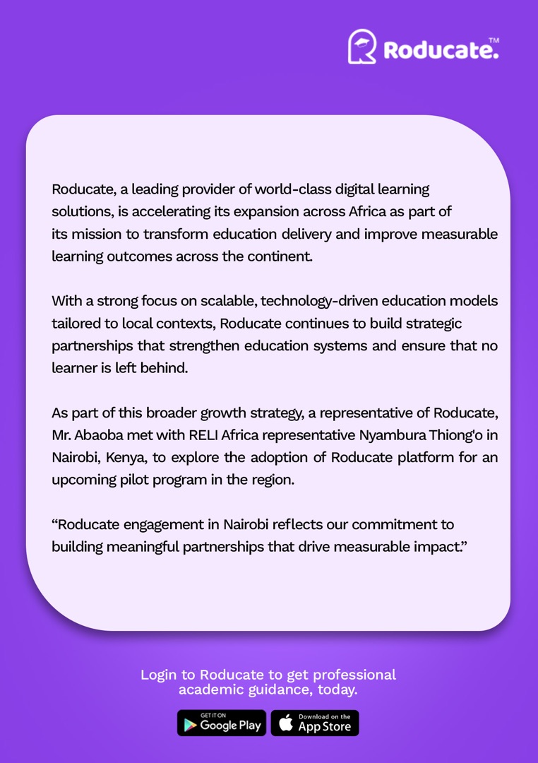 roducate's tweet photo. Great news! 🎉
Roducate is proud to announce the expansion of our mission to deliver world-class digital education to new regions across the African continent.

Follow @roducate for updates as we continue shaping the future of education across the continent. https://t.co/yFKeAs4PQF