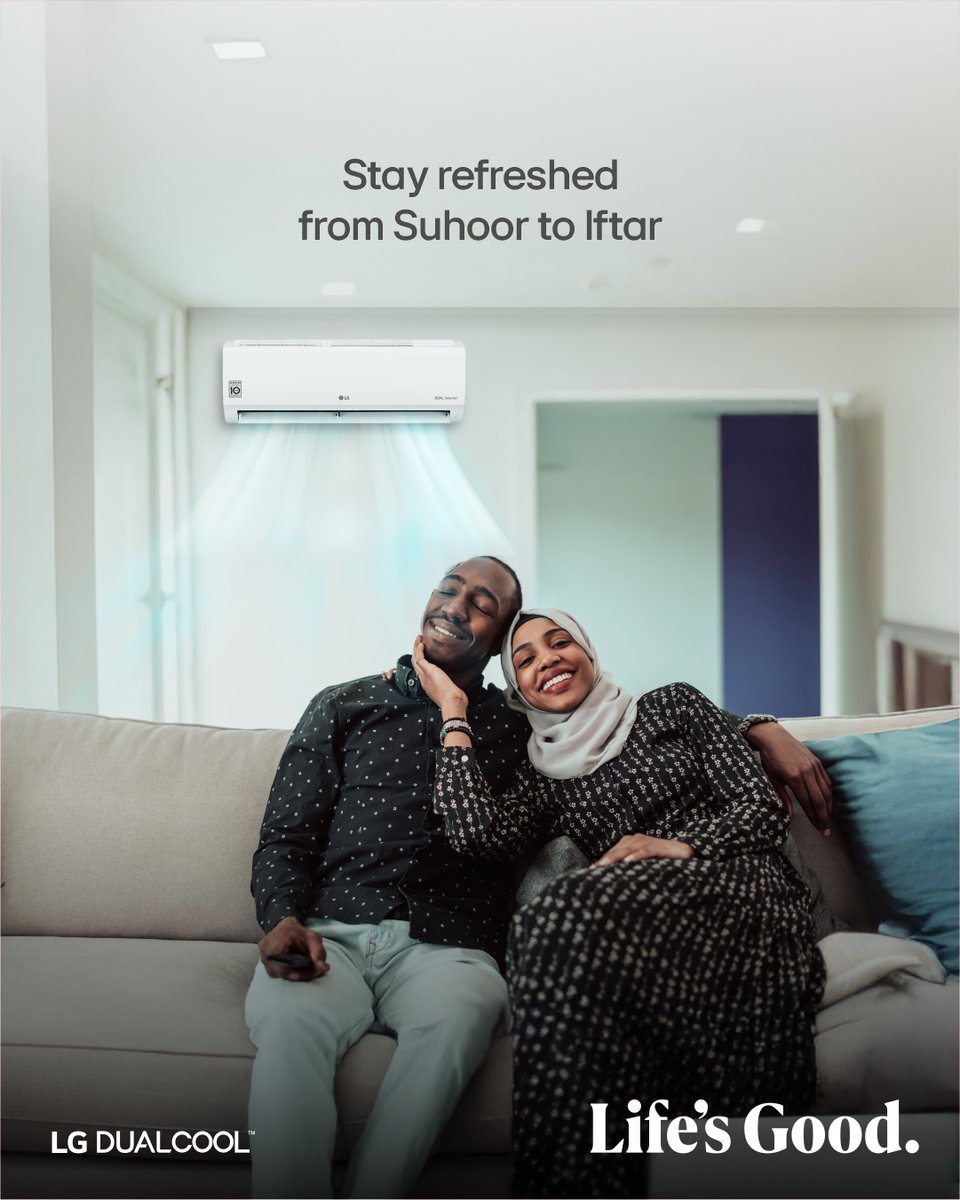 LGAfrica1's tweet photo. With fast cooling and energy-efficient technology, the DualCool Inverter Air conditioner keeps your home perfectly cool for Ramadan.

Learn more: https://t.co/jaLF13f1Ci

#CelebrateRamadanWithLG #LifesGood #LGNigeria #LGDualcoolAc #Ramadan #SmartCooling https://t.co/g3IPsjHDhV